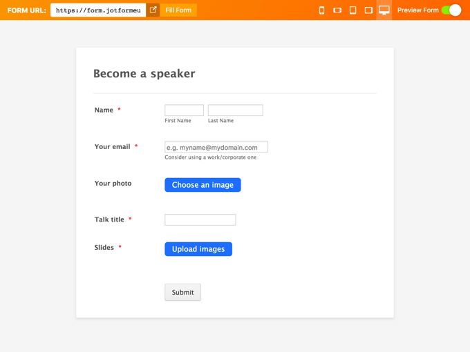 Jotform with Uploadcare File Uploaders Preview