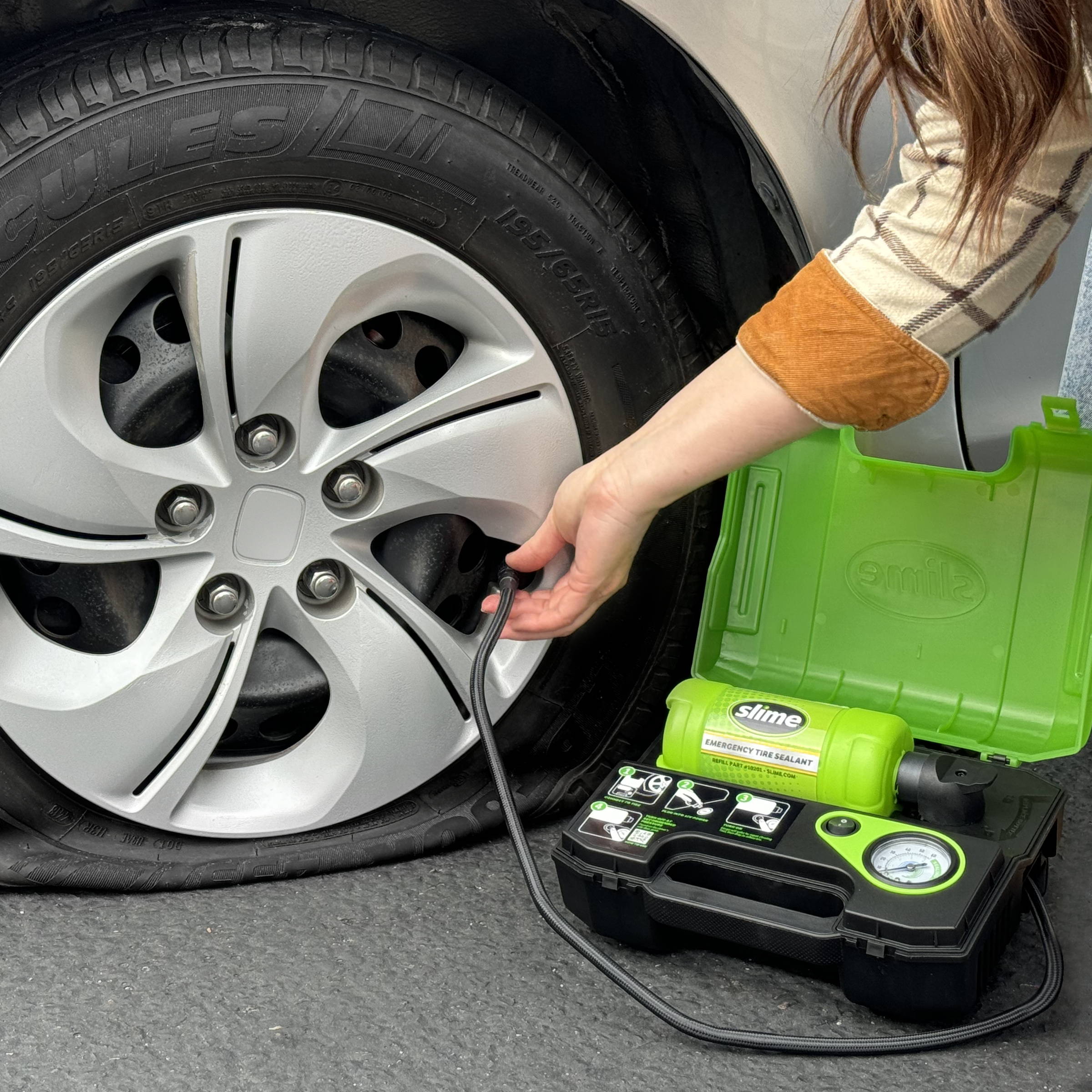 Slime Flat Tire Repair Kit in Use