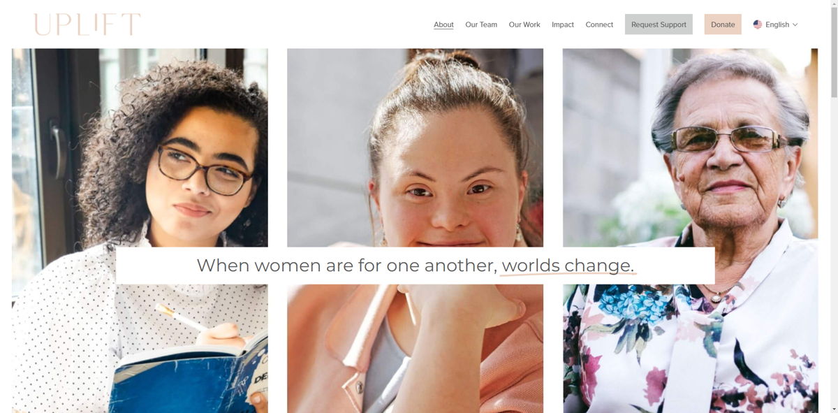 Screenshot of Uplift, from the nonprofit & charity websites collection.