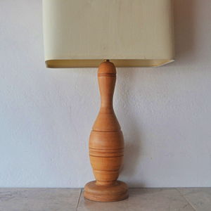 1950's Turned Maple, Bowling Pin Lamp