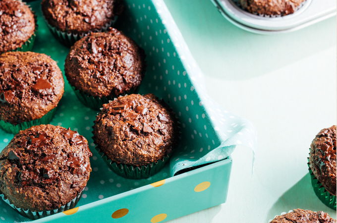 Muffins au son double chocolat