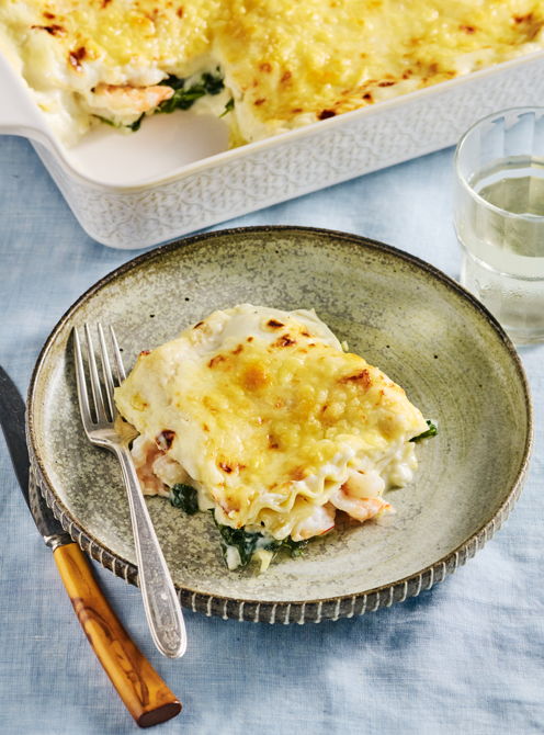 Lasagne aux crevettes et aux épinards
