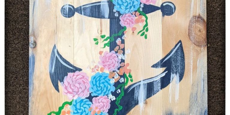 Floral Anchor Wooden Sign  - Painting Class promotional image