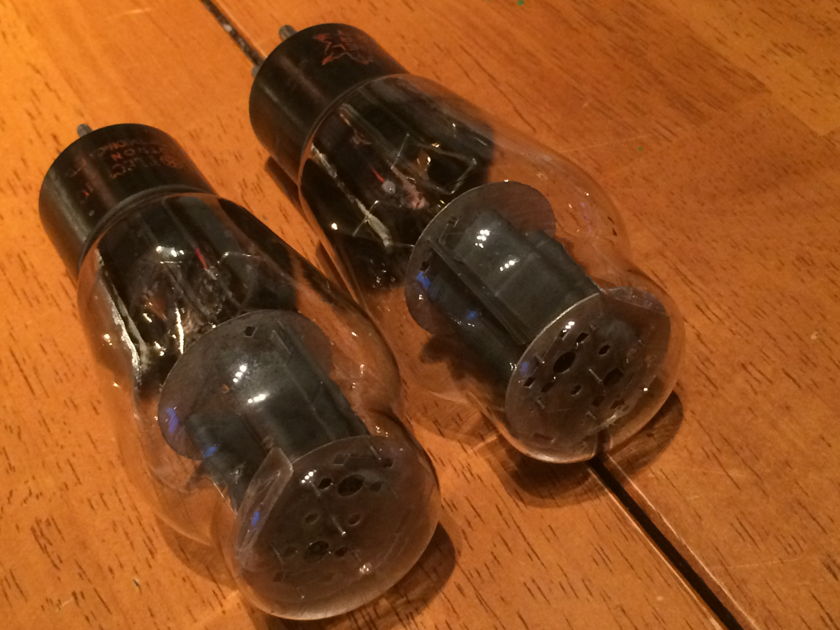 Westinghouse JAN 2A3 triode black plates DD getter test NOS matched tube pair