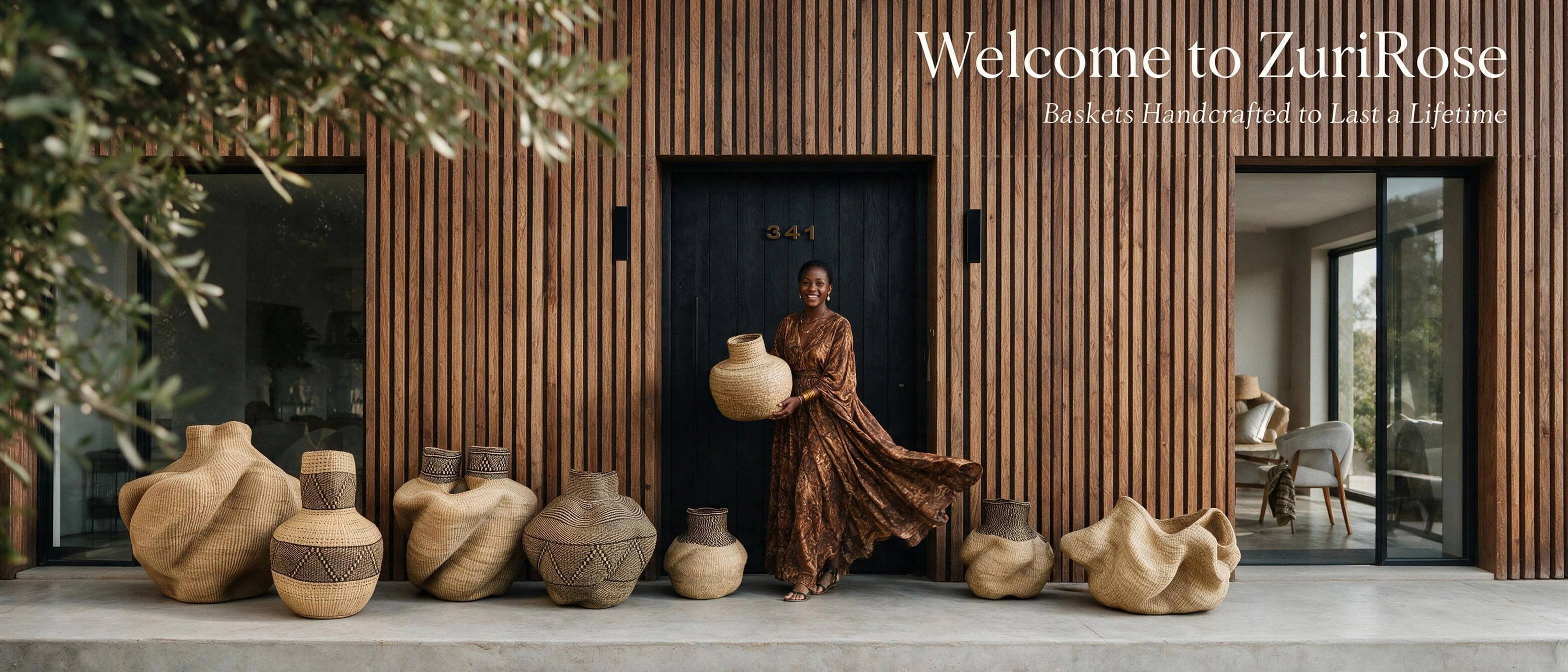 ZuriRose & Co: Handwoven Ghanaian Wave Basket in a modern interior.