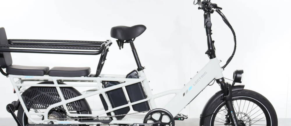 a white Lectric XPedition Dual-Battery electric bike