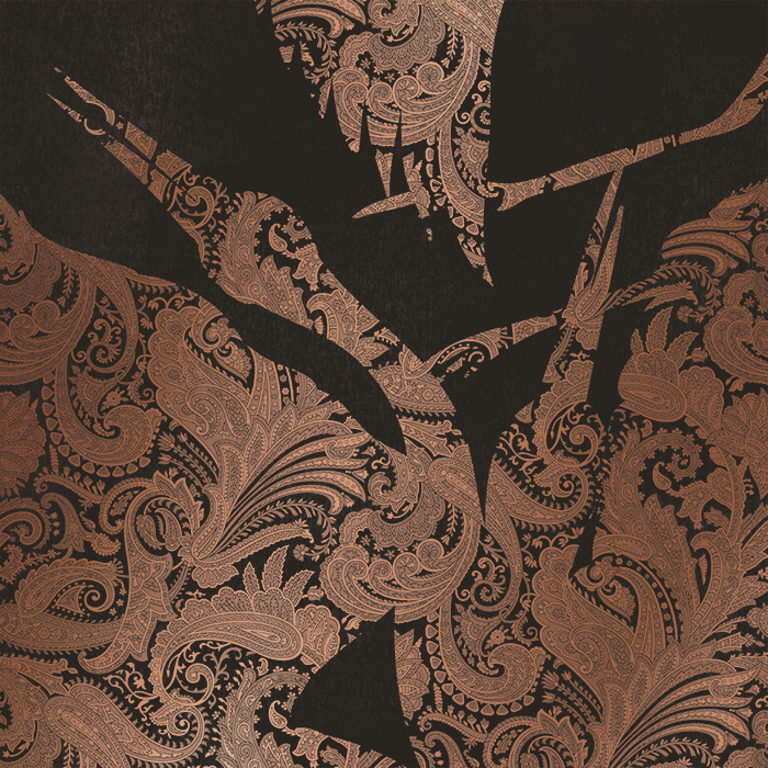 brown & bronze metallic crane wallpaper pattern image