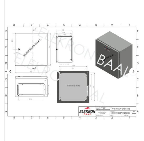 Steel 400(H)x 400(W)x 250(D) IP66 - Image 4