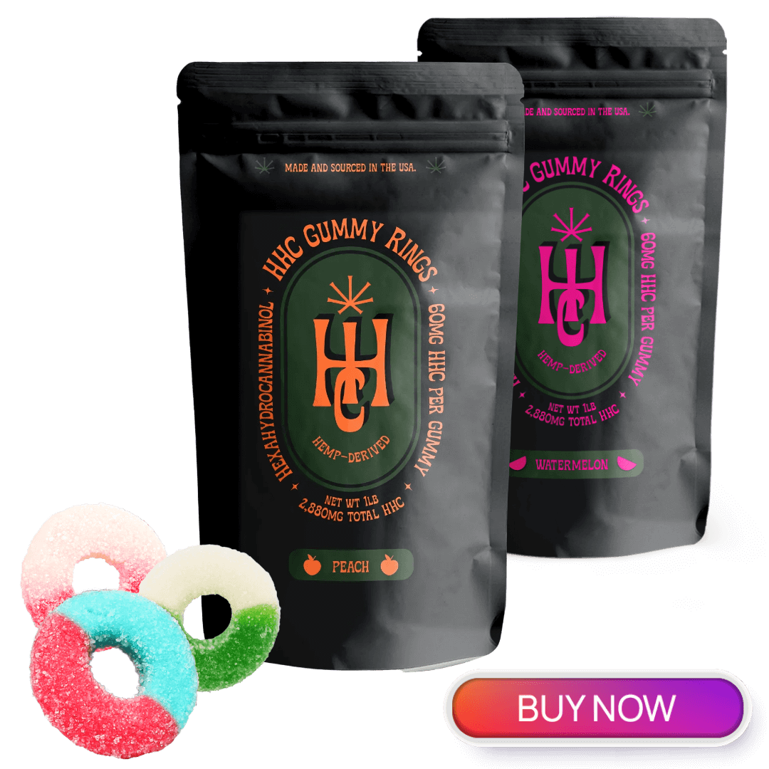 60mg HHC gummy rings come in assorted flavors 