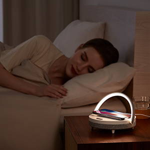 Regalo para ella, lámpara de mesa de música EZVALO con cargador  inalámbrico, lámpara de noche táctil 4 en 1, altavoz Bluetooth portátil,  soporte para