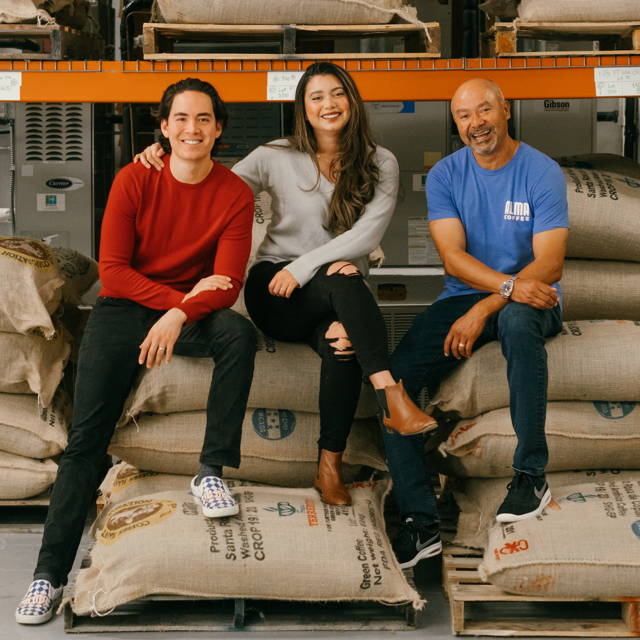 Owners of Alma Coffee. Harry Hutchins, Leticia Hutchins, Al Lopez