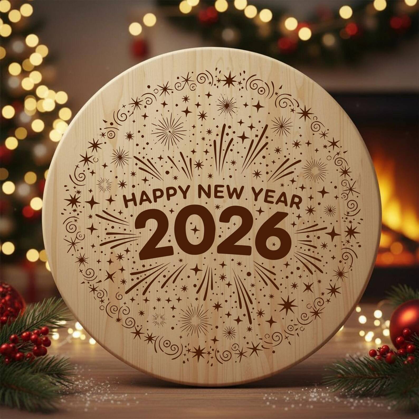 Posavasos de Año Nuevo grabados con láser 007