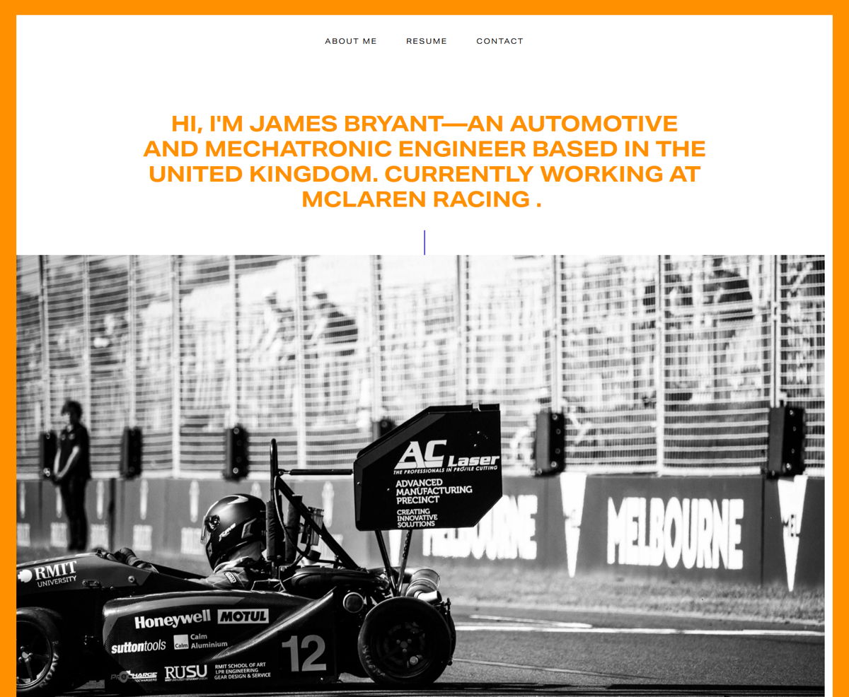 Screenshot of James Bryant, from the engineer portfolios collection.