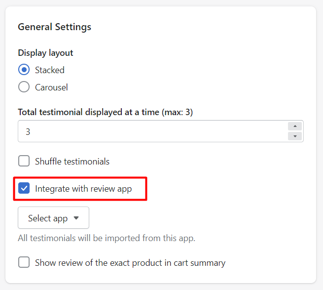 Integrate review app for checkout page