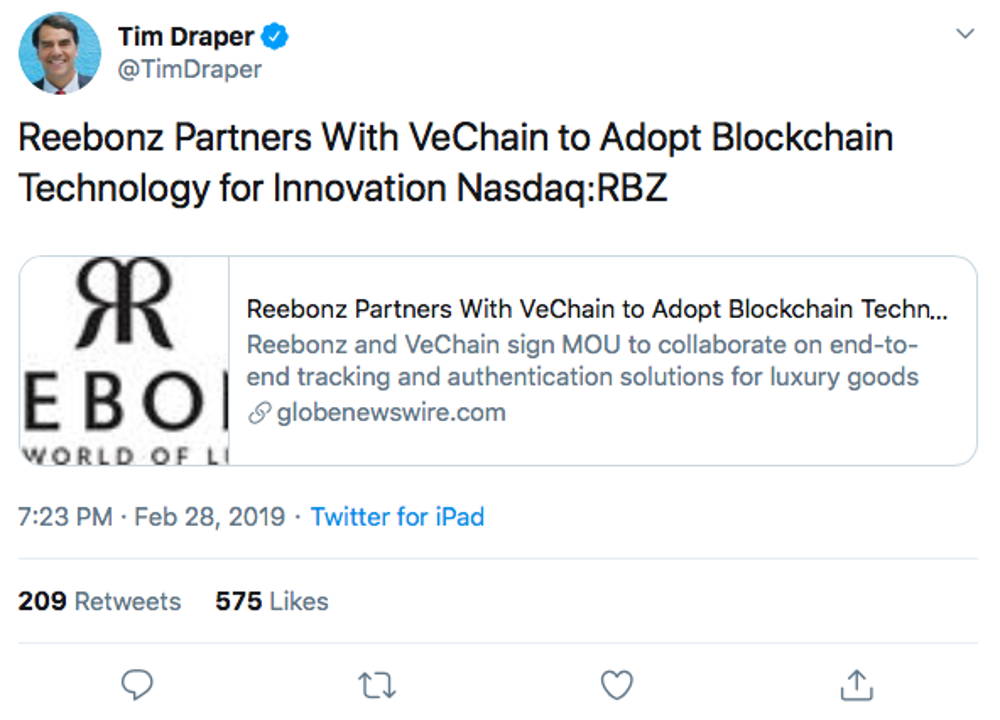 VeChain Tim Draper