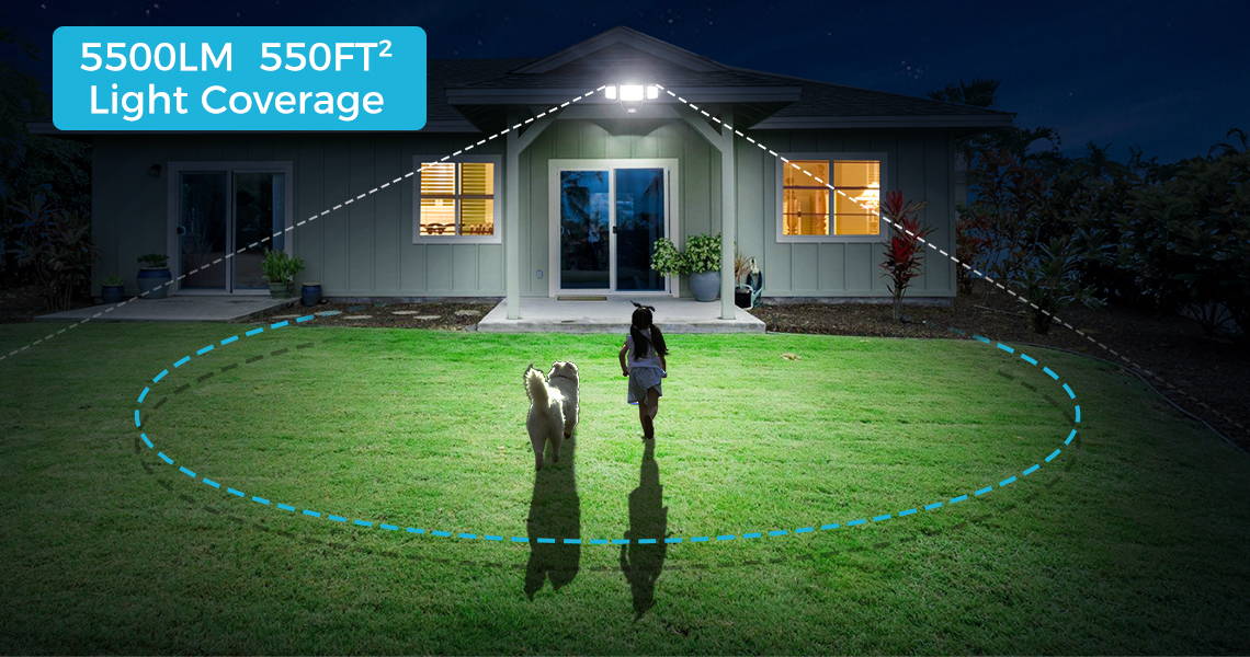 55W Motion Sensor Outdoor Lights 5500LM for Garden