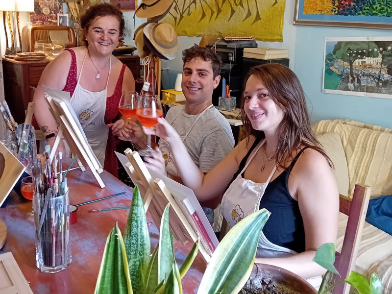 Cours de cuisine Florence: Peindre Florence : art et vin lors d'une soirée créative