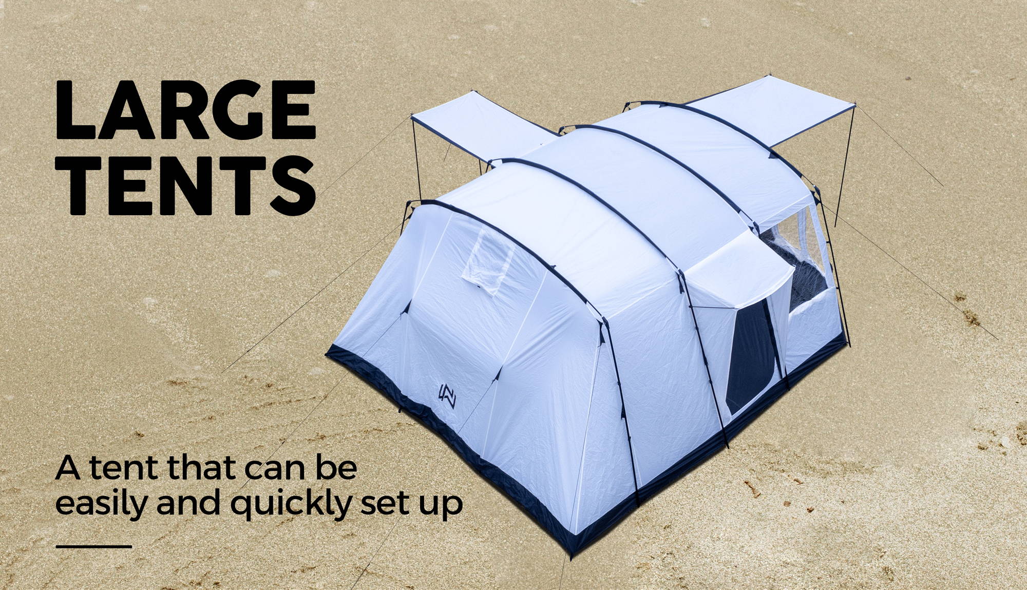 This camping tent has large capacity and can be easily and quickly set up