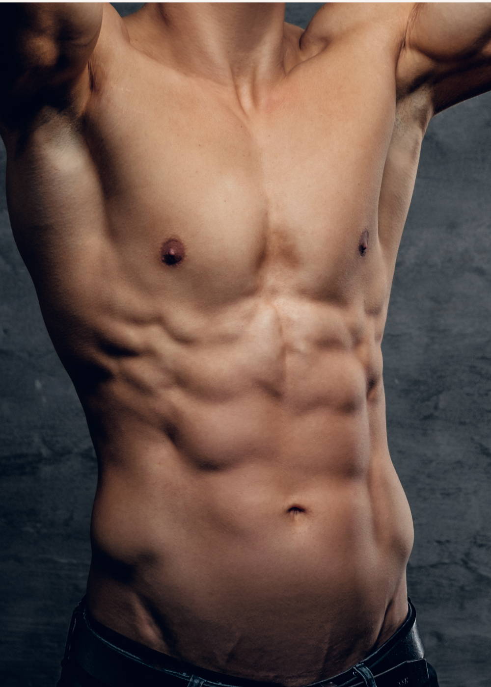 Haarloser Männerkörper mit Sixpack