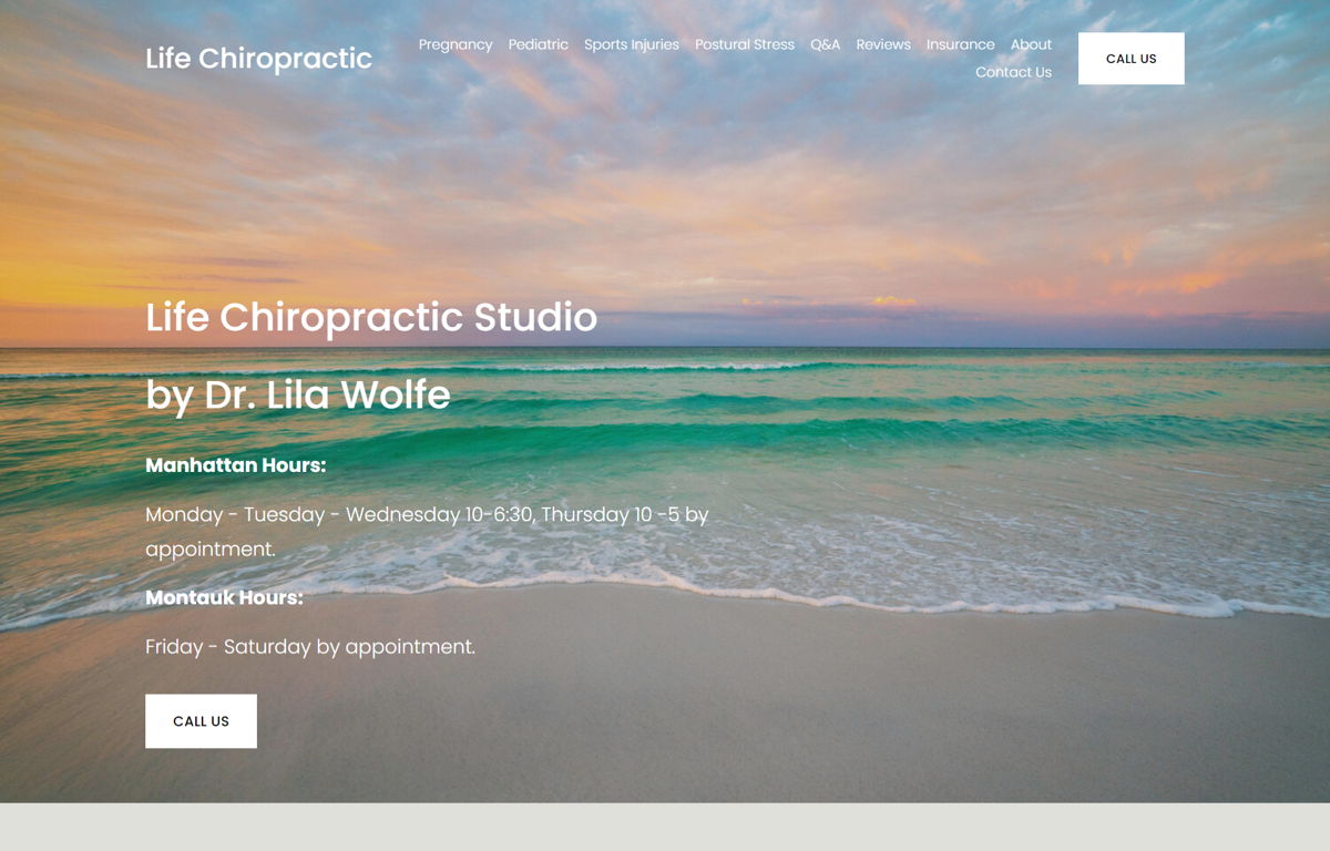Screenshot of Life Chiropractic , from the chiropractor websites collection.