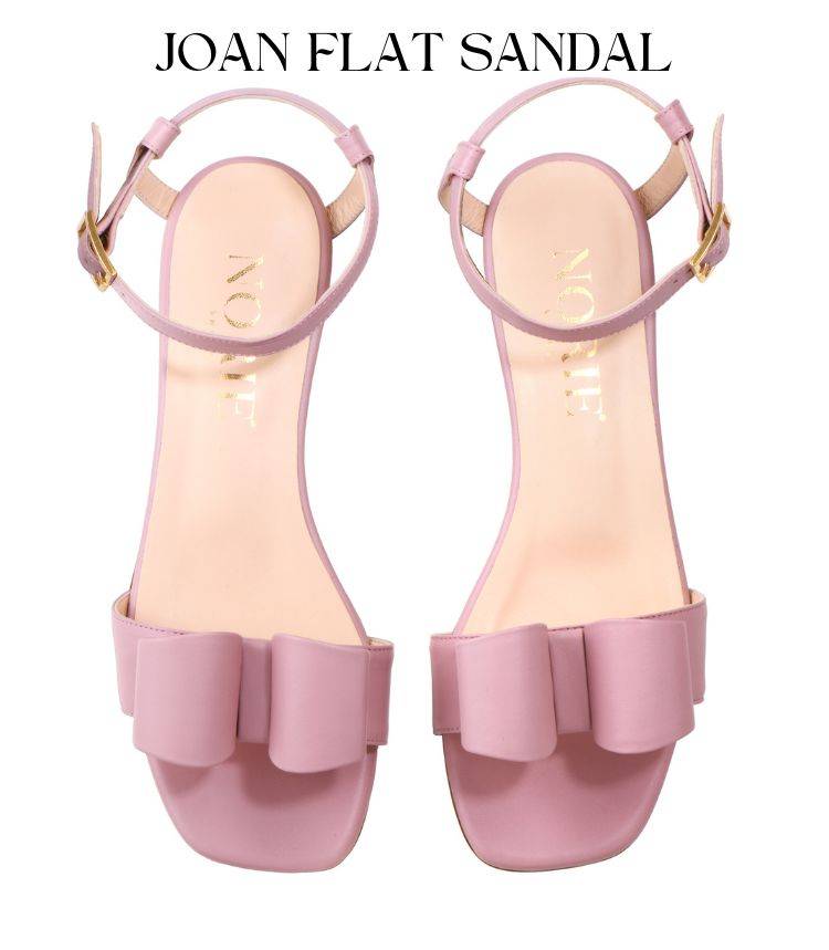 Joan rose-colored flat luxury italian-made sandals with geometric bow on uppers