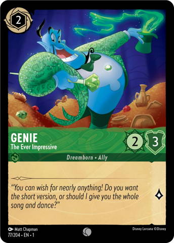 Genie card from Disney's Lorcana: The First Chapter.