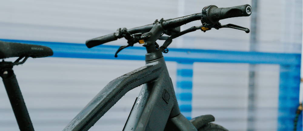 Electric bike with water on the frame