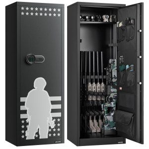 VEVOR Armoire à 10-12 Fusils, Coffre-Fort pour Armes à Feu 2 Façons de Verrouillage par Clavier Numé