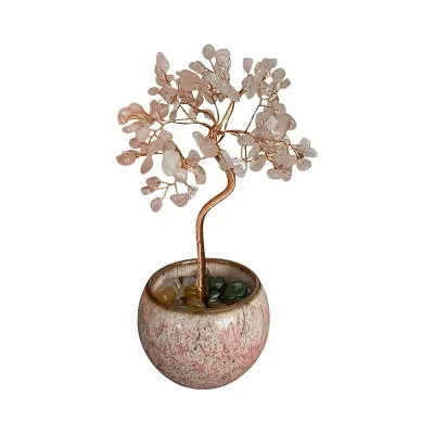 Rose Quartz Crystal Tree - Ceramic Pot