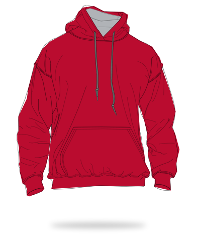 Red body + sports gray inner hood adult fit cotton fleece contrast pull over hoodie sj clothing manila philippines
