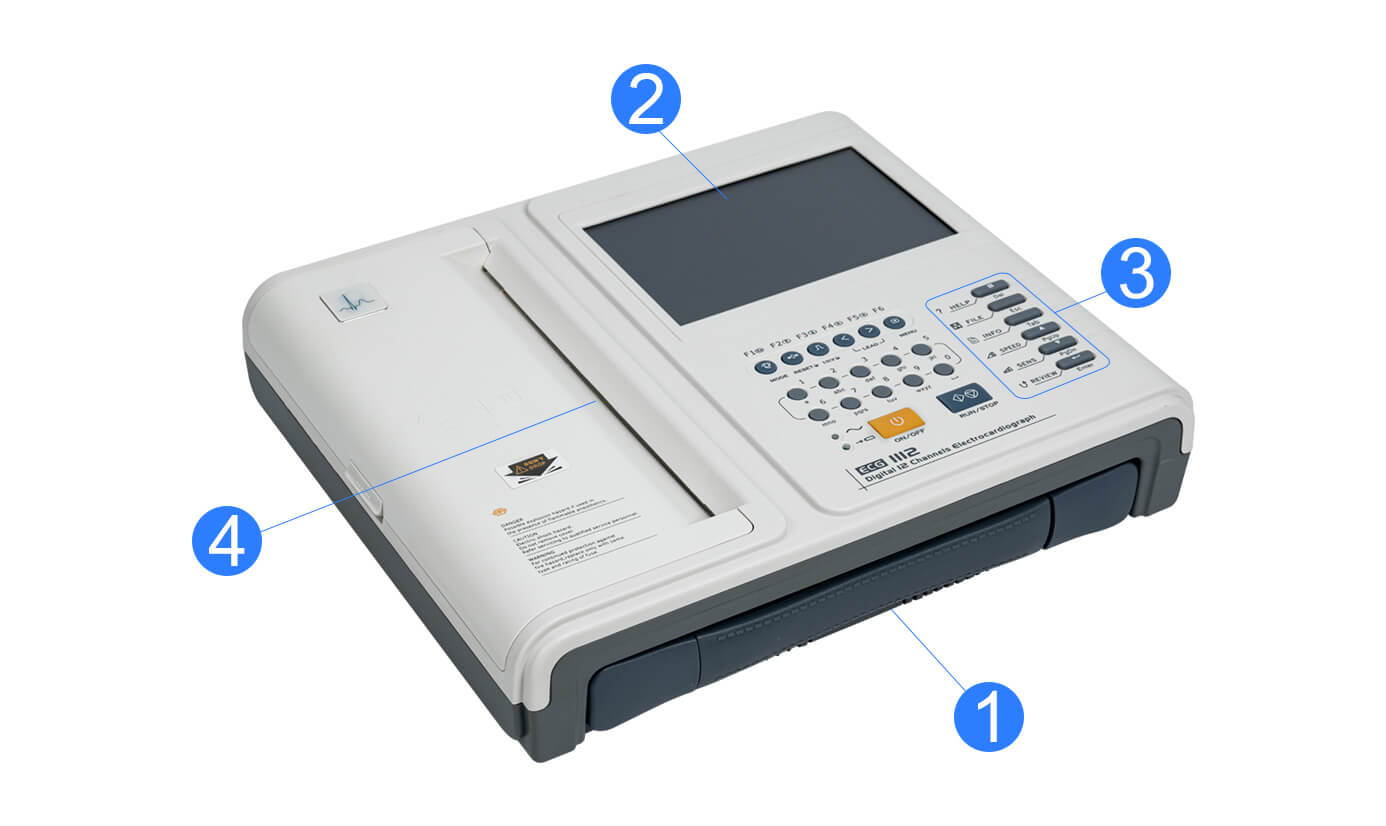 تتميز آلة ECG1112 ECG بـ 4 ميزات رئيسية ، مما يجعلها محطة عمل ECG ذكية ومتنقلة أثناء التنقل.
