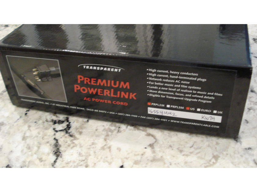 Transparent Audio Premium PowerLink AC power cord, 2 meters. NEW