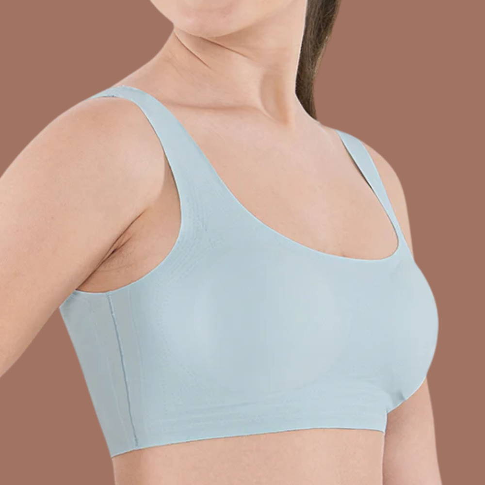 Anti-roll bra design stays securely in place for smooth, confident wear