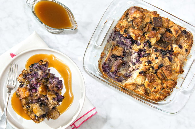 Blueberry Pudding Cake with Maple Sauce