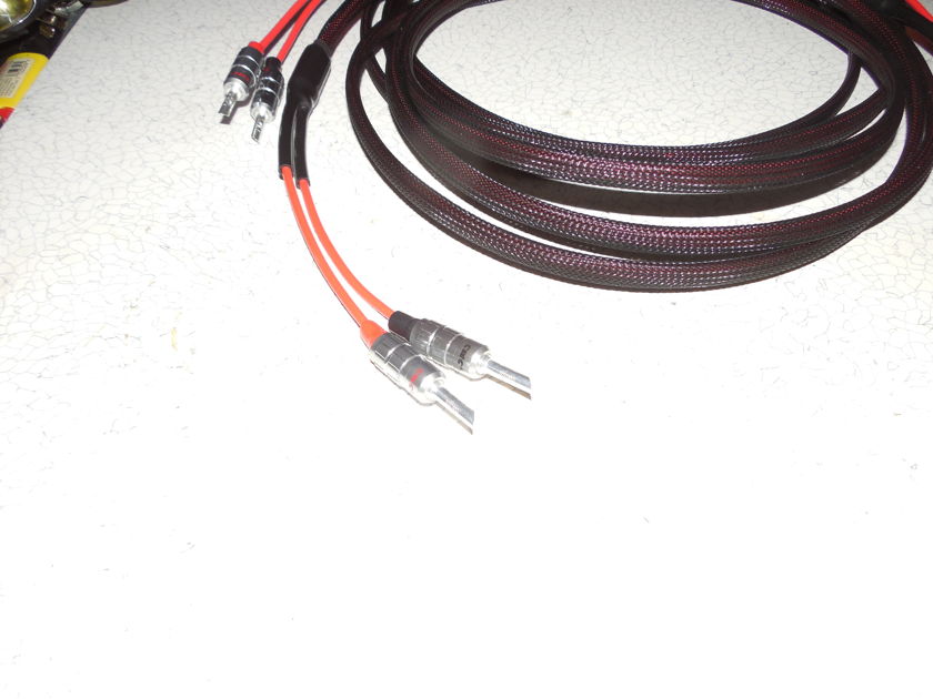 3  Meter Silver 10 AWG Speaker Cables DEMO SET SALE SPADES / BANANAS