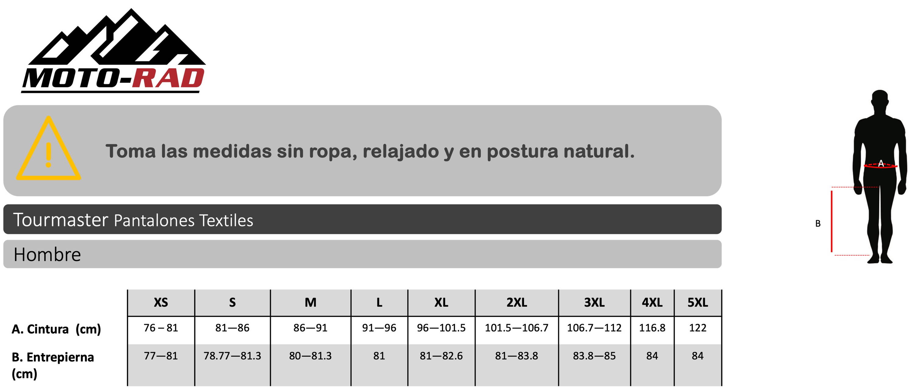 Guia de Tallas Pantalones Tourmaster