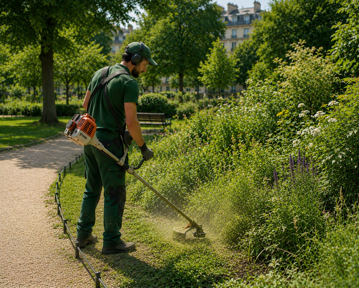 Entretien d'un parc sous le soleil