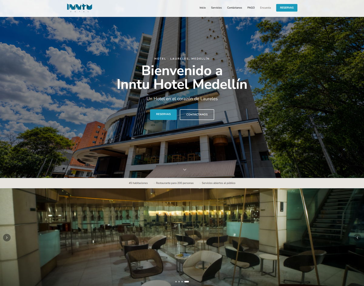 Screenshot of INNTU Hotel Medellín, from the godaddy airo websites collection.