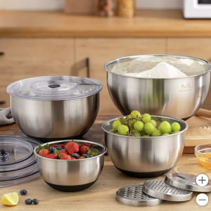 MIU Stainless Steel Mixing Bowls with Graters, Set of 4