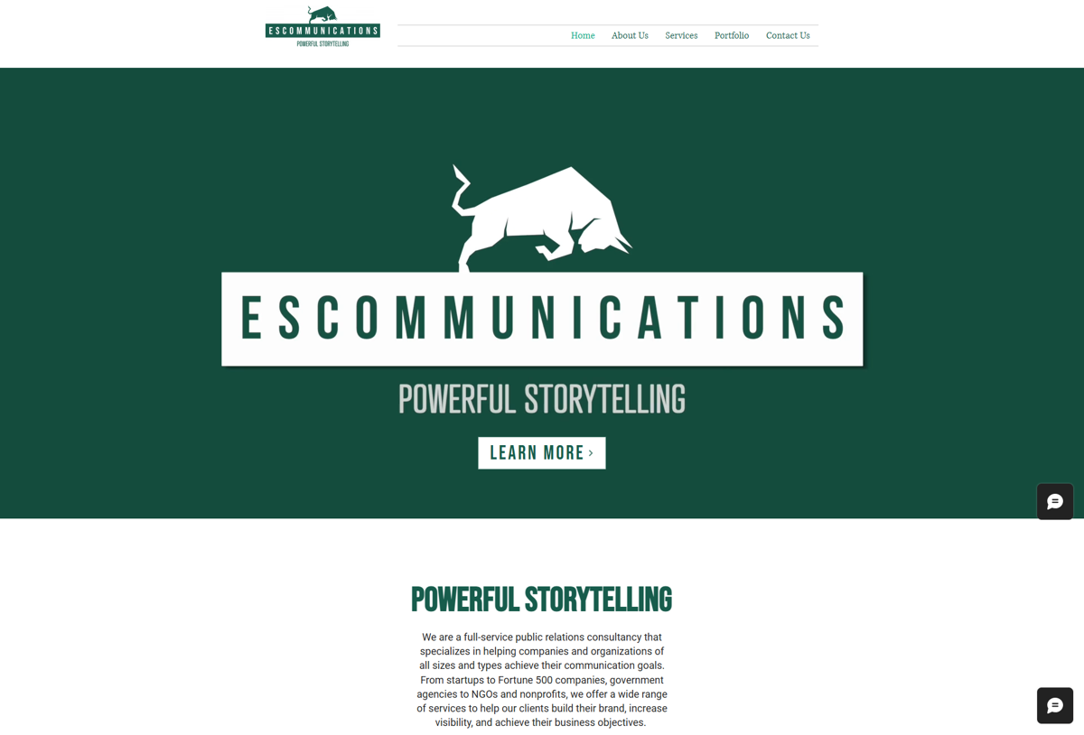 Screenshot of Escommunications , from the pr portfolios & websites collection.