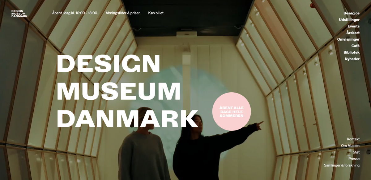 Screenshot of Designmuseum Danmark, from the wordpress websites collection.