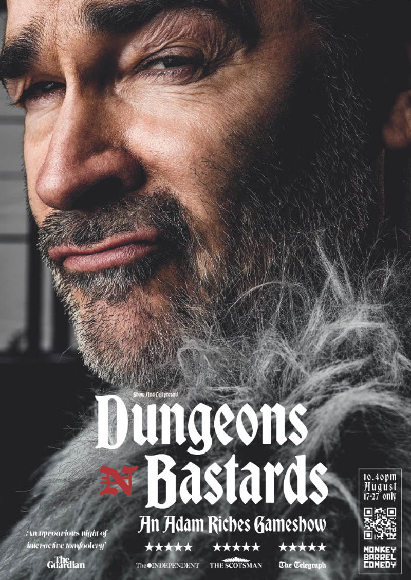 The poster for Dungeons 'n' Bastards: An Adam Riches Gameshow