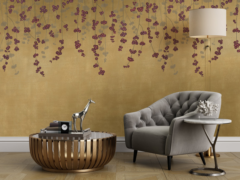 Gold Cherry Blossom Wallpaper Feathr™ Wallpapers Luxury Wallpaper