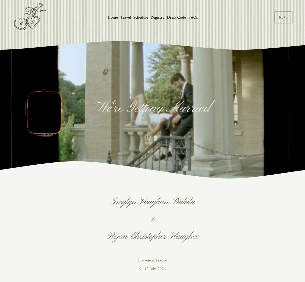 Screenshot of Greylyn and Ryan, from the wedding websites collection.