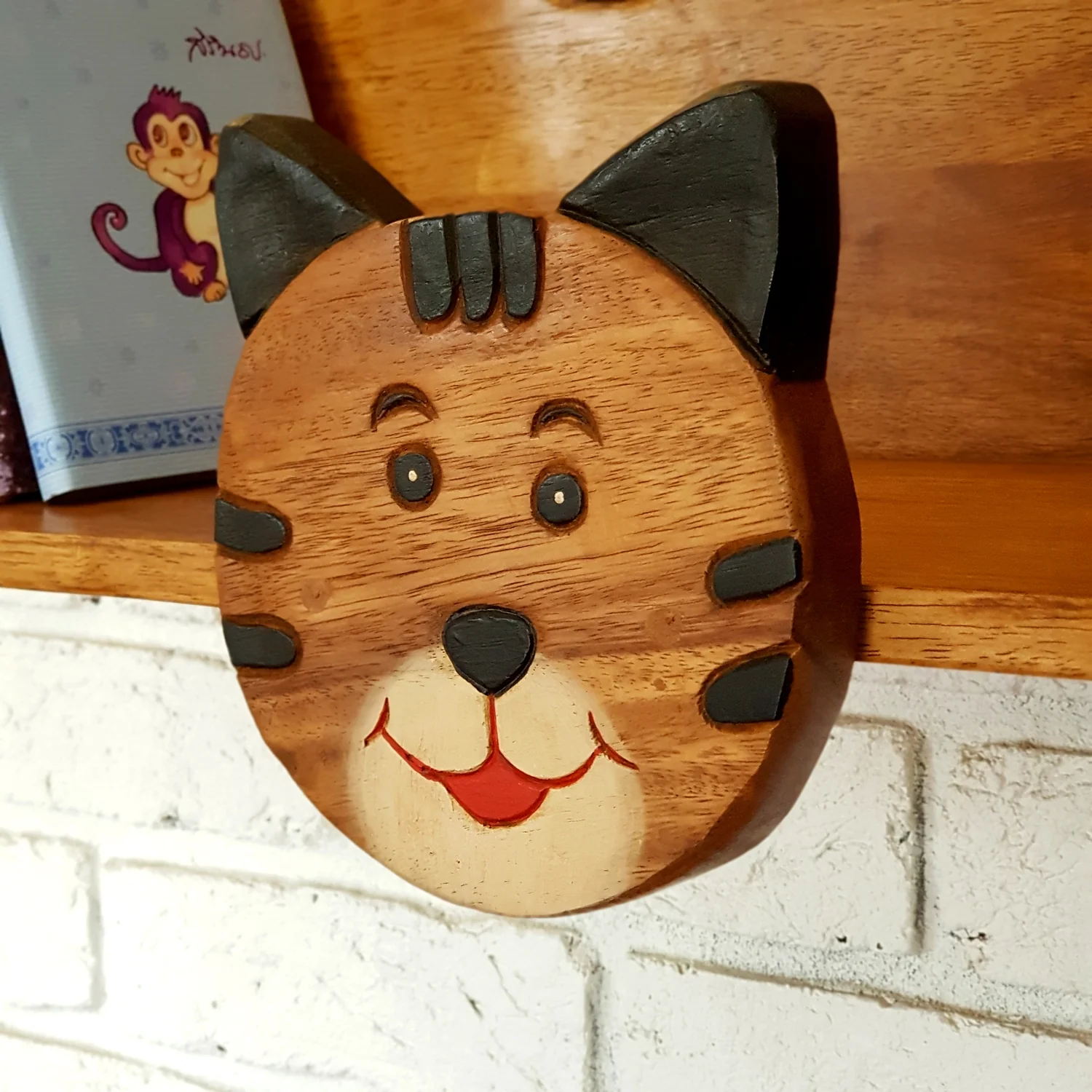 Wooden Wall Mounted Book Shelf CAT theme for children's room - Image 3