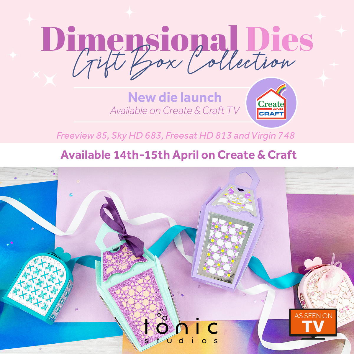 Domed Card & Gift Box Collection, tilgængelig som en eksklusiv die-lancering på Create and Craft TV. fra den 14. februar 2022.
