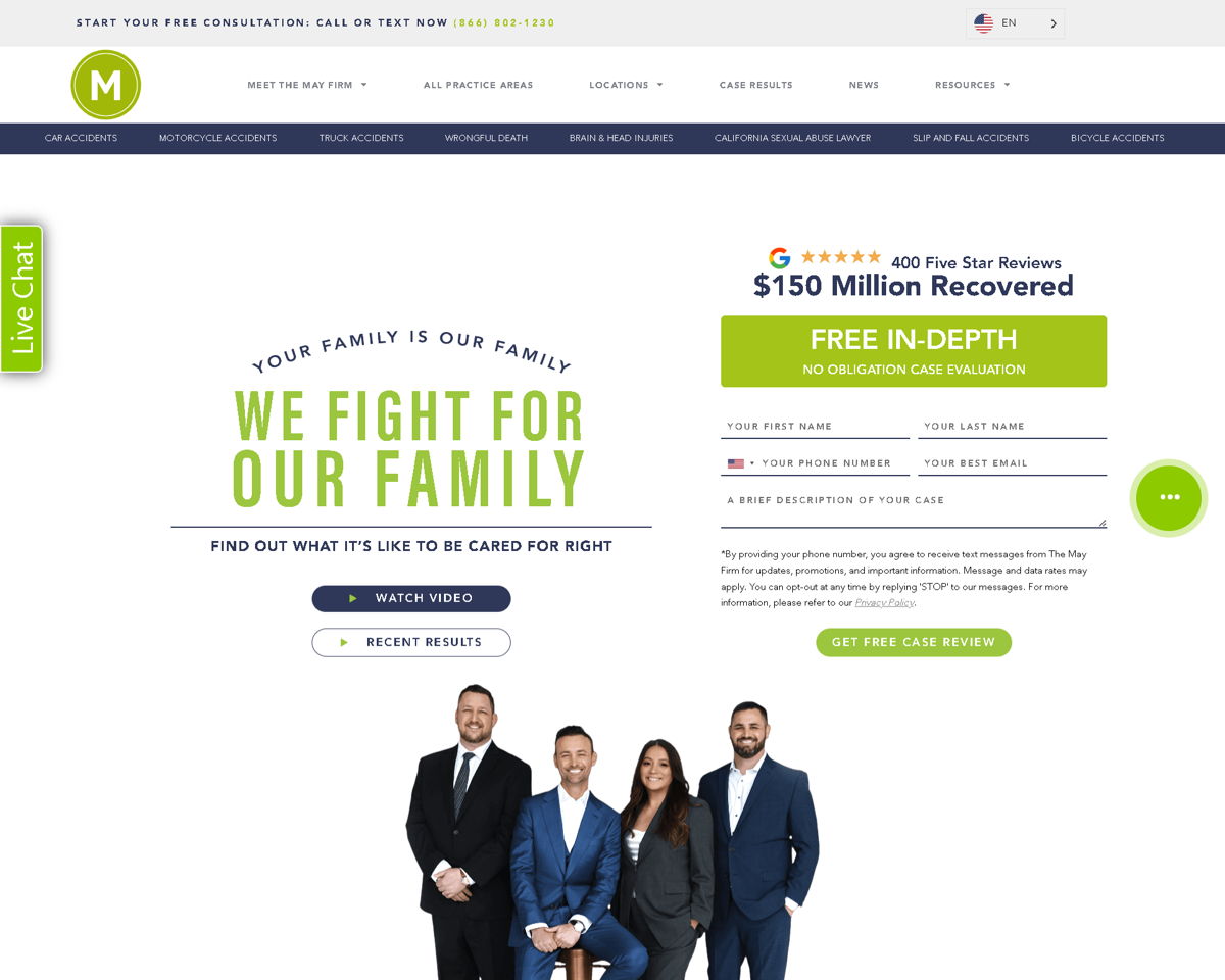 Screenshot of The May Firm, from the law firm websites collection.