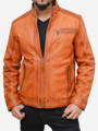 Tan Brown Biker Style Leather Jacket