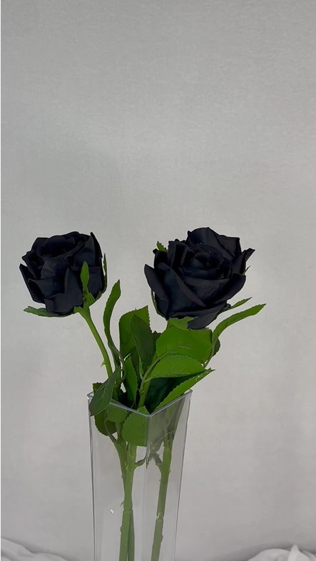 Black Large Real Touch Rose - Realistic Artificial Flowers - Image 3