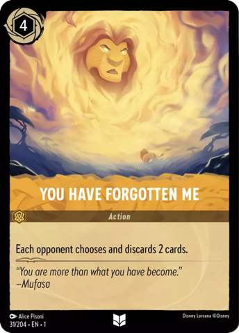 You Have Forgotten Me card from Disney's Lorcana: The First Chapter.